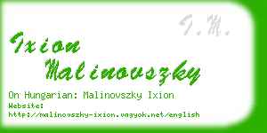 ixion malinovszky business card